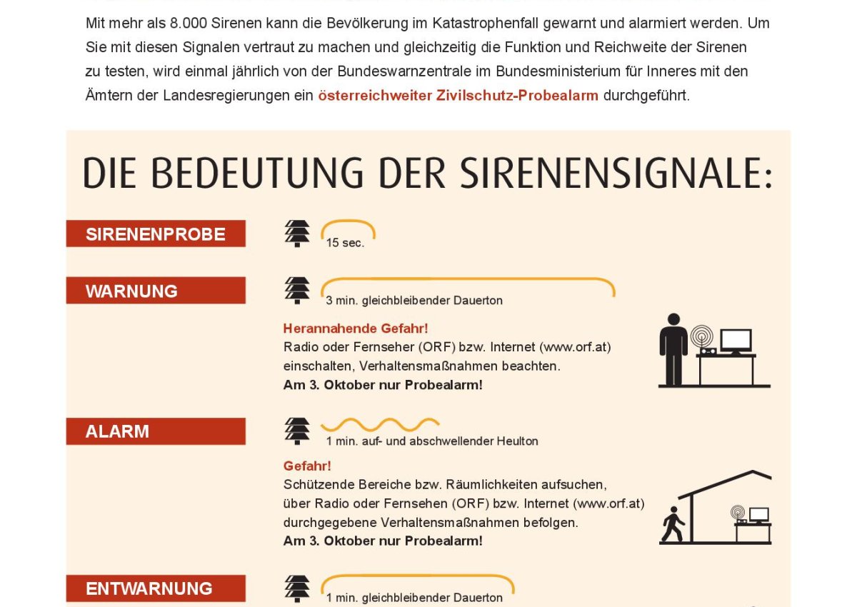 Zivilschutz-Probealarm am Samstag, 03. Oktober 2026, 12:00 bis 12:45 Uhr! Zivilschutz-Probealarm am Samstag, 03. Oktober 2026, 12:00 bis 12:45 Uhr!